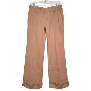 Y2K Gap Stretch Flare Leg Trousers Tan Low Rise Flat Front Cuffed size 6